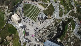 The Minack Theatre or Gwaryjy Minack is an open-air theatre by DRONE. - Cornwall England - ECTV
