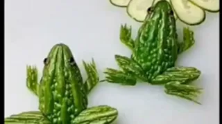 How to make frog, flowers, ant, by bitter gourd, onion, #vegetable carving