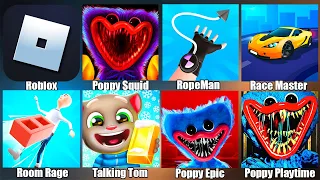 Poppy Squid,Roblox,Poppy Playtime,Talking Tom Run,Race Master,Хаги Ваги в Игре Кальмара,Роблокс