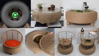 Best Out Of Waste Material with Old Tire | Furniture Jute Craft Ideas