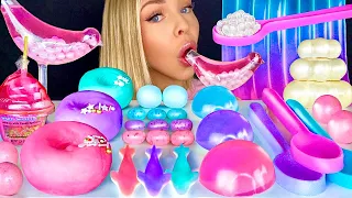 ASMR PASTEL DESSERT, LYCHEE POPPING BOBA BIRD GLASS, EDIBLE SPOON, CANDY, MOUSSE CAKE MUKBANG 먹방 꿀벌