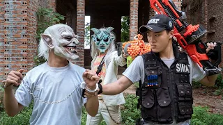 GUGU Nerf War : Special Squad CID Dragon Nerf Guns Fight Criminal Group SKMAN Mask Prison Guards