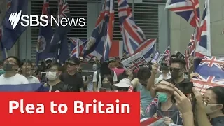 Protestors in Hong Kong call on the UK to mount pressure on China