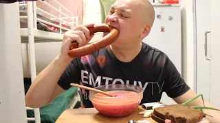 БОРЩ С САЛОМ МУКБАНГ MUKBANG