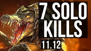 RENEKTON vs JAYCE (TOP) | 7 solo kills, 11/2/11, 1100+ games, Legendary | KR Challenger | v11.12