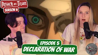 MARLEY DECLARES WAR! | Attack on Titan Season 4 Reaction w/ my Girlfriend| Ep 5 “Declaration of War"