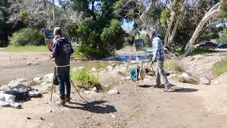 PLEIN AIR oil painting HIGH WIND in PLACERITA CANYON