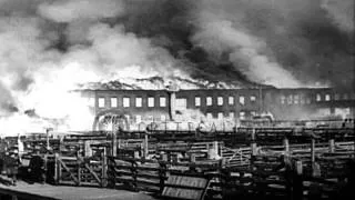 Damage caused due to the fire in the stockyards in Chicago, Illinois. HD Stock Footage