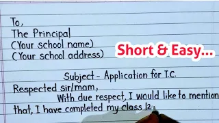 Transfer Certificate application in english || Application for school leaving certificate in english