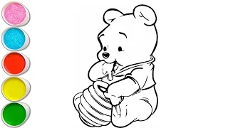 Colorea a Winnie The phoo de Bebé tomando miel 🐝🍯 | Dibujos Para Niños