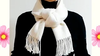 ♡ホワイト【マフラーの巻き方】３ダイジェスト！how to wear a white winter scarf 3 styles digest