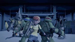 TMNT Foot Beats up Leo Raph and April