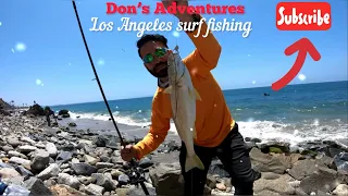 Surf Fishing Los Angeles Beaches.. Catch & Cook Fish Tacos (Yellowfin Croaker)