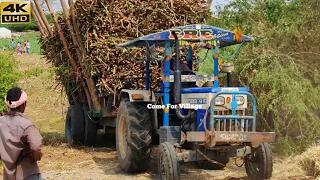 Swaraj Tractor 744 FE stuck with heavy sugarcane load | Tractor Videos | Come for Village