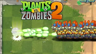 PvZ 2 Challenge - 1 Plant Max Level POWER UP Vs 100 Ducky Tube Conehead Zombies