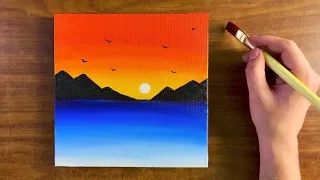 Easy Sunset for Beginners | Acrylic Painting Tutorial Step by Step | Painting