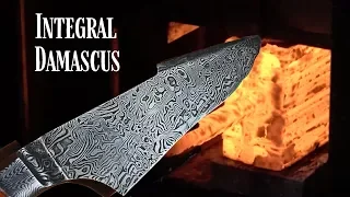 Knife making - Explosion Damascus integral bowie knife : Collab with Floris postmes