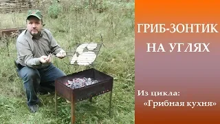 Гриб-зонтик на углях. Грибная кухня.