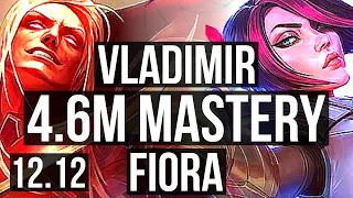 VLADIMIR vs FIORA (TOP) | 4.6M mastery, 9/0/0, 1200+ games, Legendary | KR Grandmaster | 12.12