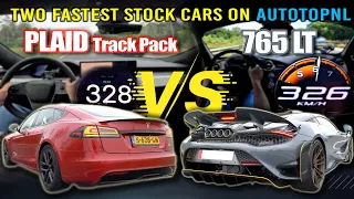 McLaren 765LT vs Tesla Model S PLAID 0-320KM/H on AUTOBAHN