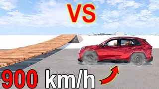 Monkey bridge vs Toyota Cross Collided at 900km/h (with Dummy) Cars Crash Test ⏩ BeamNG | Car Bins