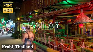 [KRABI] Railay Walking Street at Night "Seafood Dining and Nightlife" | Thailand [4K HDR]