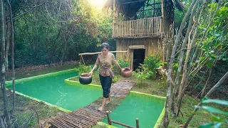 Amazing Girl Build The Most Beautiful Bamboo Villa around Swimming Pool 5