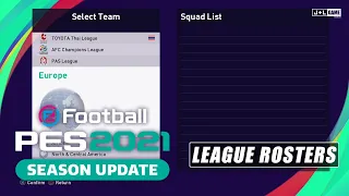 PES 2021 Europe League Rosters