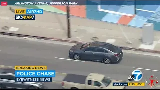 Police chase high-speed vehicle through surface streets near DTLA