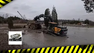 Deep Trouble: Excavator Struggles To Finish Job we may need some  Floats!