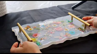 Resin Casting Tutorial how to make a Crystal Clear Flower & Butterfly Tray  | SquidPoxy