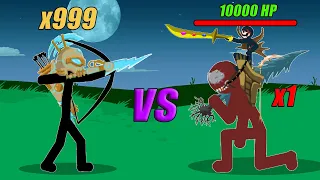 9999 PRINCE OF VOLTAIC ARCHER VS 10000 HP RAGE KAI RIDER | STICK WAR LEGACY | STICK BATTLE