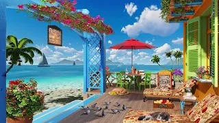 Seaside Cafe Ambience   Bossa Nova Music, Smooth Jazz BGM, Ocean Wave Sound for Study & relax