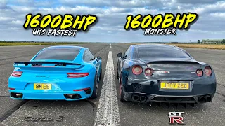 CLASH OF THE TITANS.. 1600BHP 911 TURBO S VS 1600BHP NISSAN GTR