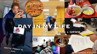 DAY IN MY LIFE: HECTIC HIGHSCHOOL NEW YORK VLOG! | grwm, classes, cooking, meet my friends & more!