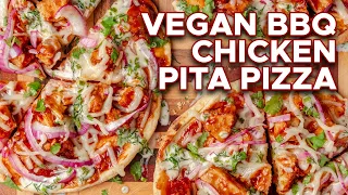 Vegan BBQ Chicken Pita Pizza | Easy Lunch Idea
