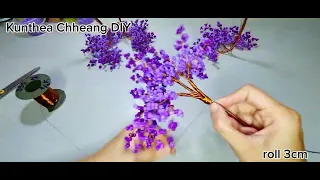 #tutorial Purple Wisteria Wire Tree Beads Eng Sub #diy #craft