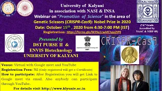 Webinar on “Promotion  of  Science” in the area of Genetic Scissors (CRISPR-Cas9): Nobel Prize in 20