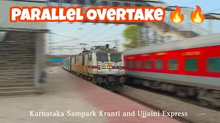 PARALLEL OVERTAKE | Karnataka Sampark Kranti Express and Ujjaini Express