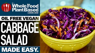 ZESTY OIL-FREE VEGAN CABBAGE SALAD 🥗 Tasty toasted sesame seed spring flavors!