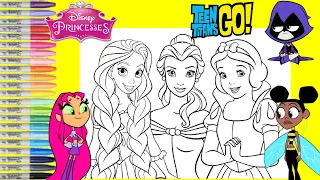 Disney Princess Makeover as Teen Titans Go Starfire Raven and Bumblebee Coloring Book Page