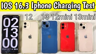 iOS 16.3 Charging Test || iPhone 13 vs 13mini vs 12 vs 12mini Full Charging Test ios16.3