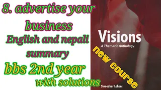 advertise your business English and nepali summary bbs 2nd year | vision English  | unit 8  English