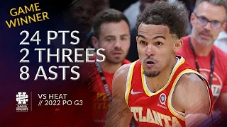 Trae Young 24 pts 2 threes 8 asts vs Heat 2022 PO G3
