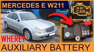 MERCEDES E W211 [2002-2009] How to get to the auxiliary battery? Secondary small battery location.