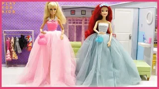 Barbie Doll & Ariel  morning routine, New Dress up