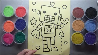 Tô Màu Tranh Cát Robo Siêu Đáng Yêu | Coloring Sand Art Robo Super Cute | Buns & Gajo