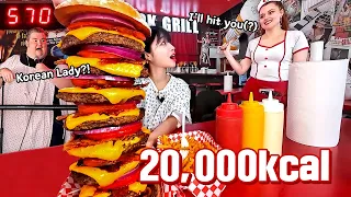 20000kcal Burger Challenge! Las Vegas Heart Attack Grill Octuple Bypass Burger Mukbang