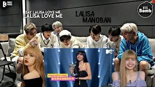 BTS Reaction to Lisa won Best K-pop Artist in 'vmasmtv ' speech 😍💜 (fanmade)