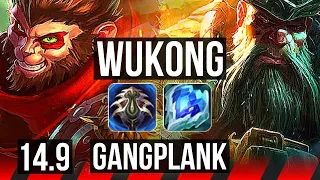 WUKONG vs GANGPLANK (TOP) | 11 solo kills, 17/3/6, Legendary, 38k DMG | EUW Diamond | 14.9